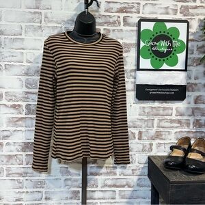 Salty wave Striped Long Sleeve Top - Black and Tan women’s small